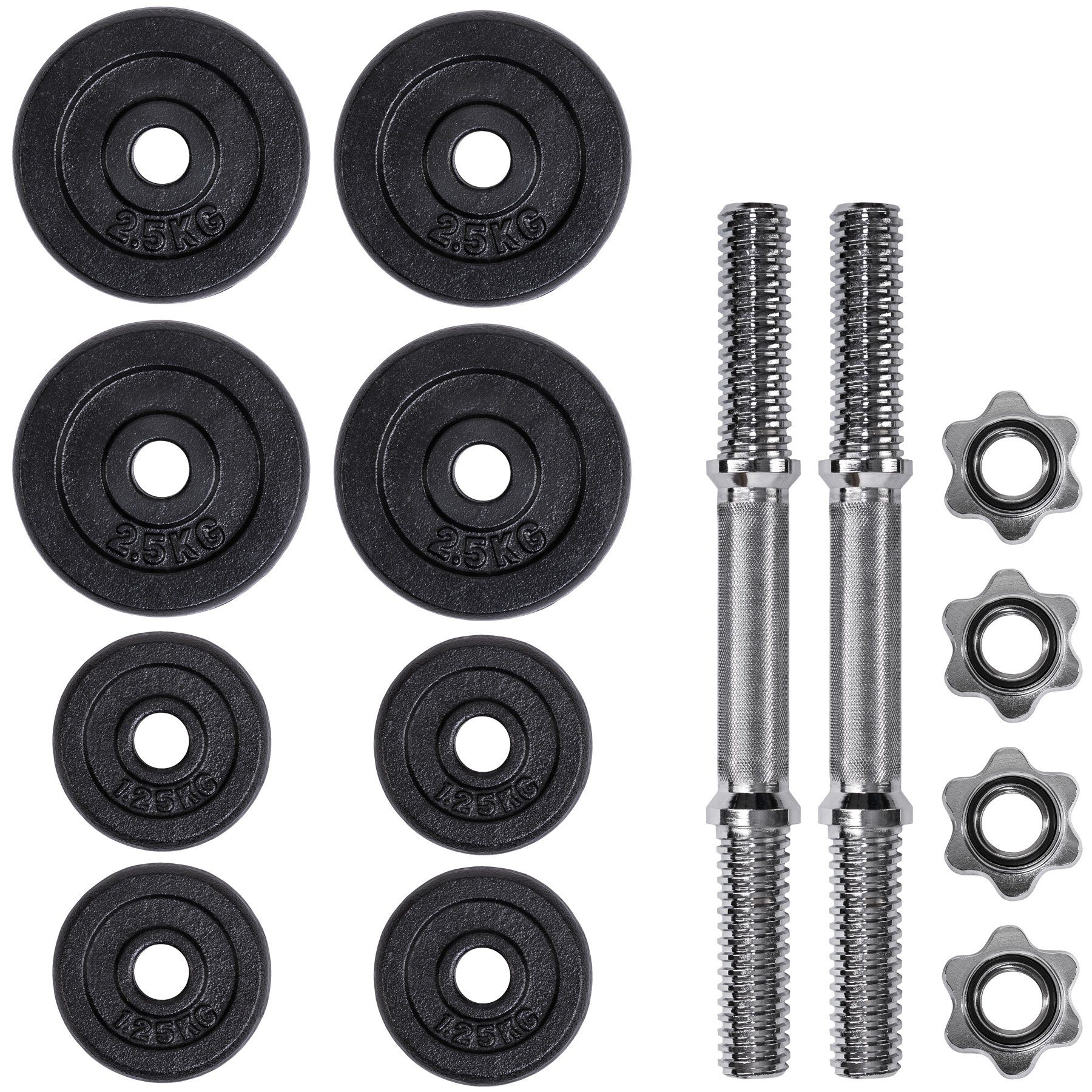 tectake Kurzhantel 2 Kurzhantel-Sets, (Komplettset), Stangen aus verchromtem Stahl