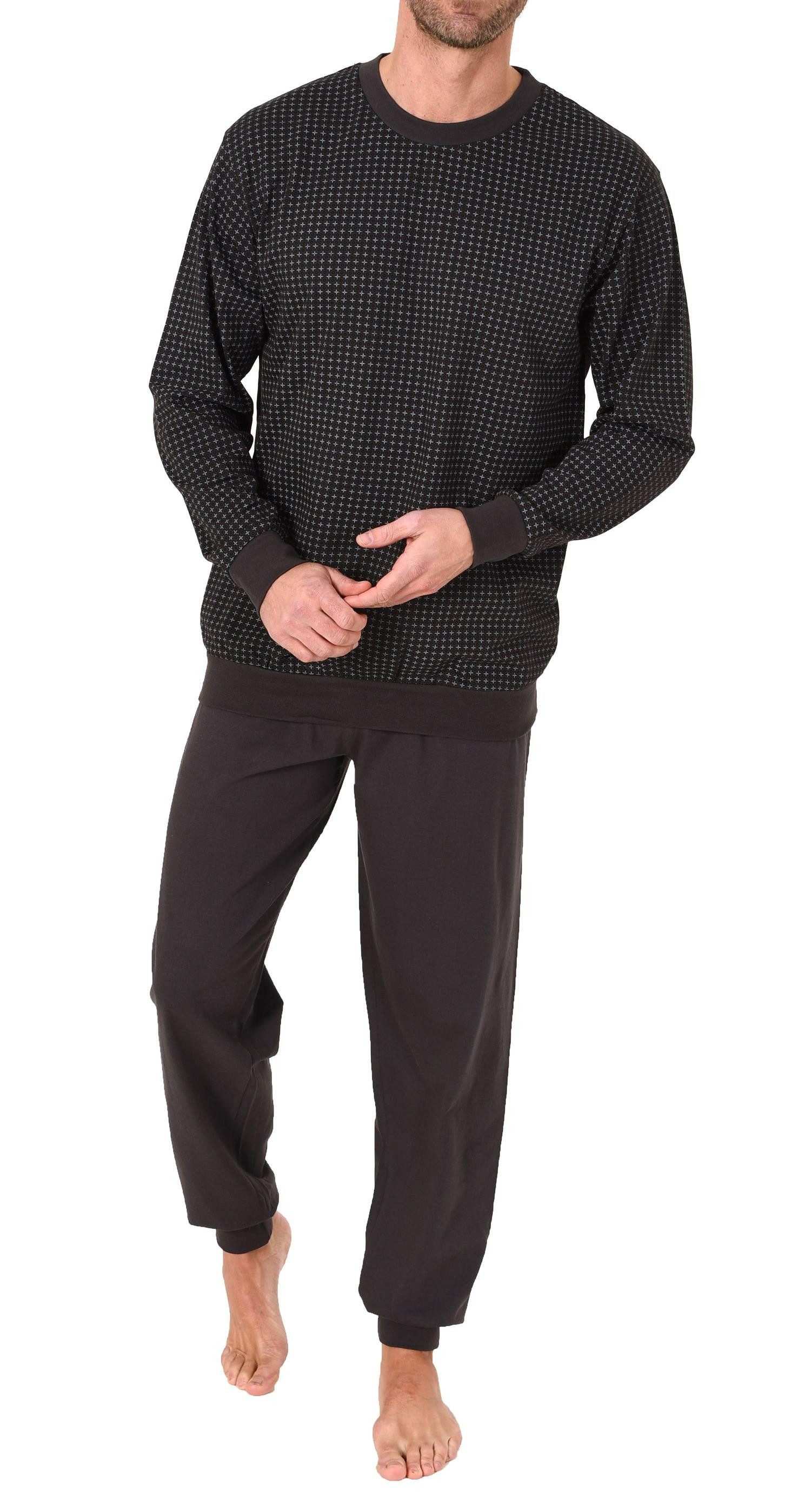 Normann Pyjama Herren Schlafanzug mit Bündchen in Minimal-Optik - 12210110753