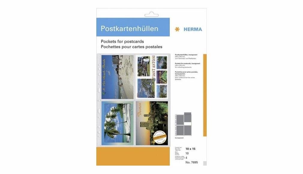 HERMA Fotoalbum Postkartenhüllen aus transparenter Folie 10x15 (WP