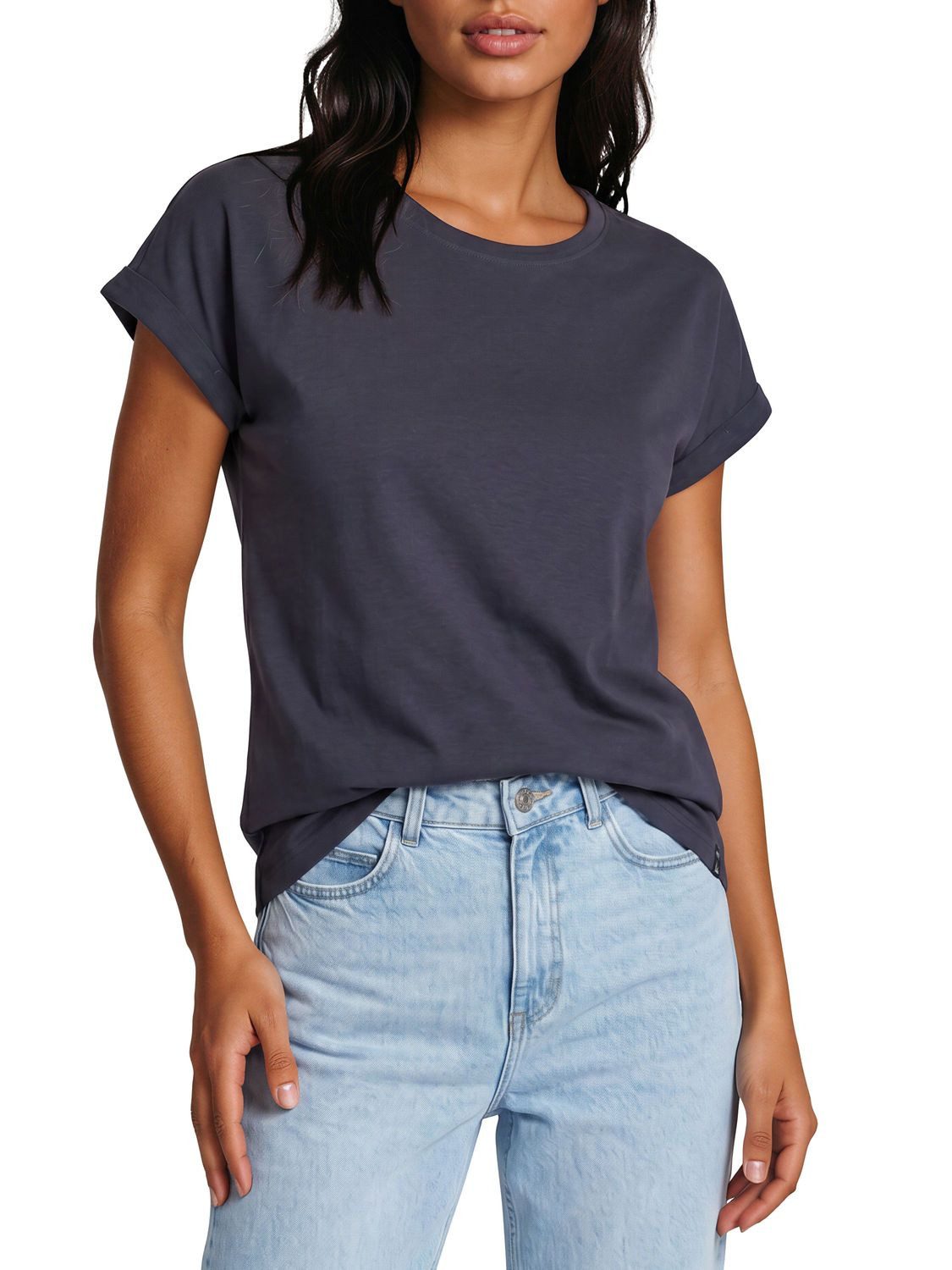 DENIMFY T-Shirt Damen Top DFSophie Regular Fit (1-tlg) kurzarm Sommershirt mit Rundhalsausschnitt