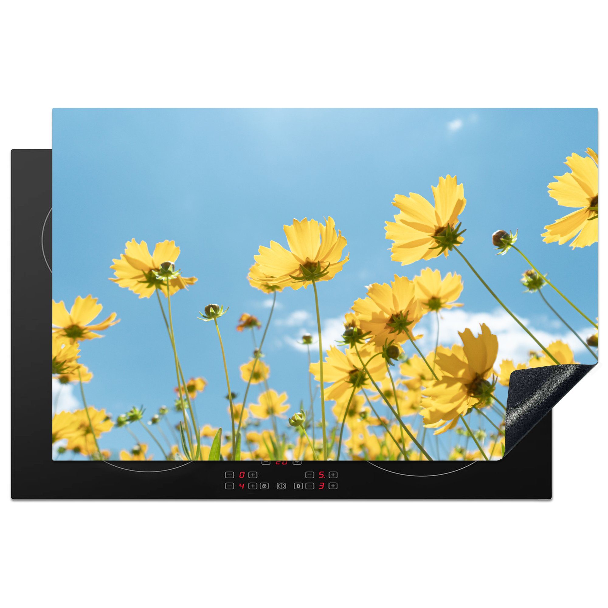 MuchoWow Herdblende-/Abdeckplatte Blumen - Sommer - Himmel, Vinyl, (1 tlg), 81x52 cm, Induktionskochfeld Schutz für die küche, Ceranfeldabdeckung
