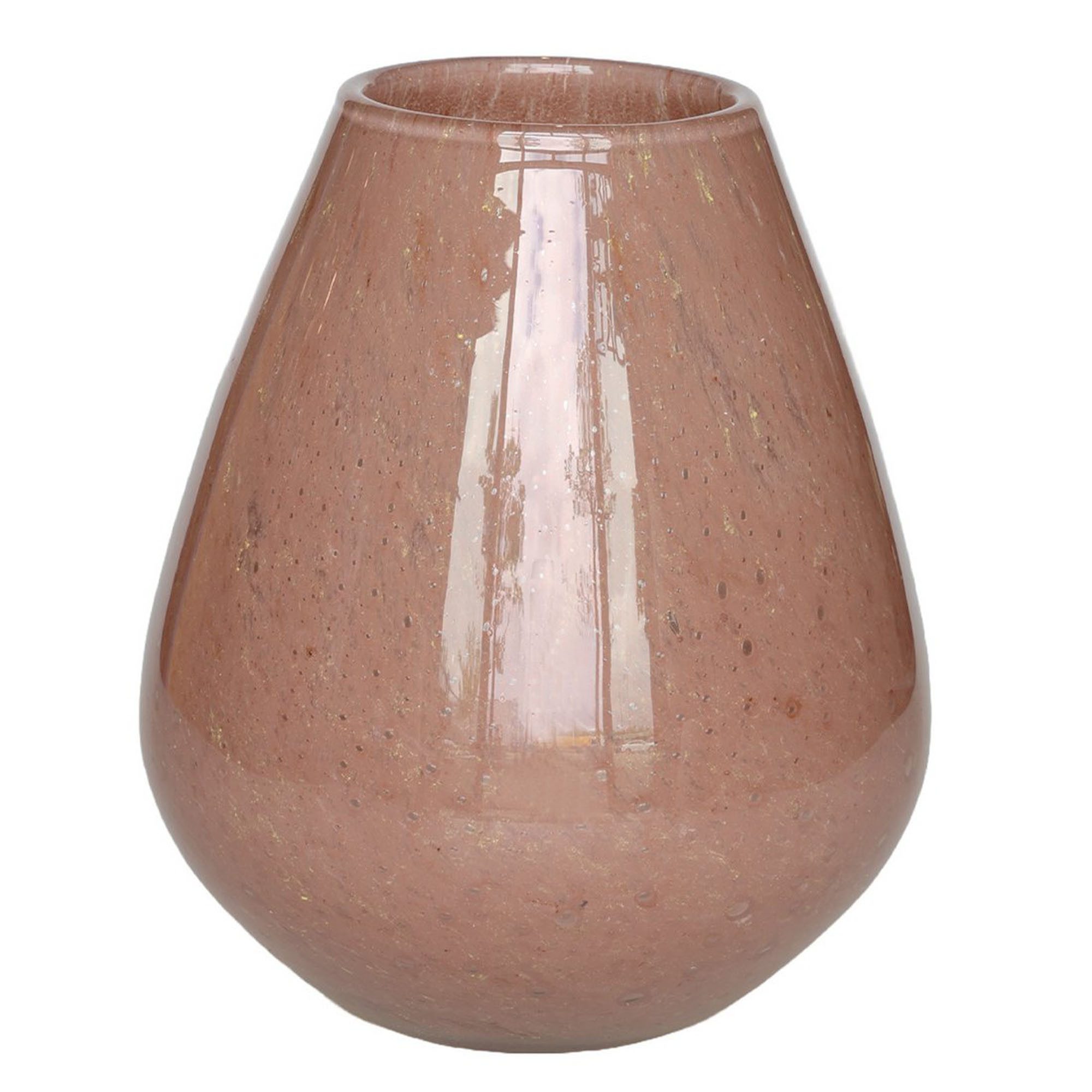 Vase the World Tischvase Glasvase hellrosa 20 cm bauchig Blumenvase (1 St., 1 Vase), mundgeblasen aus Glas, Blumenvase leicht gemustert