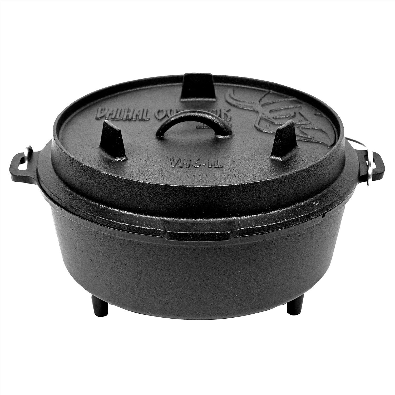 VALHAL OUTDOOR Grilltopf Valhal Outdoor Dutch Oven 6,1 l mit Füßen, Gusseisen