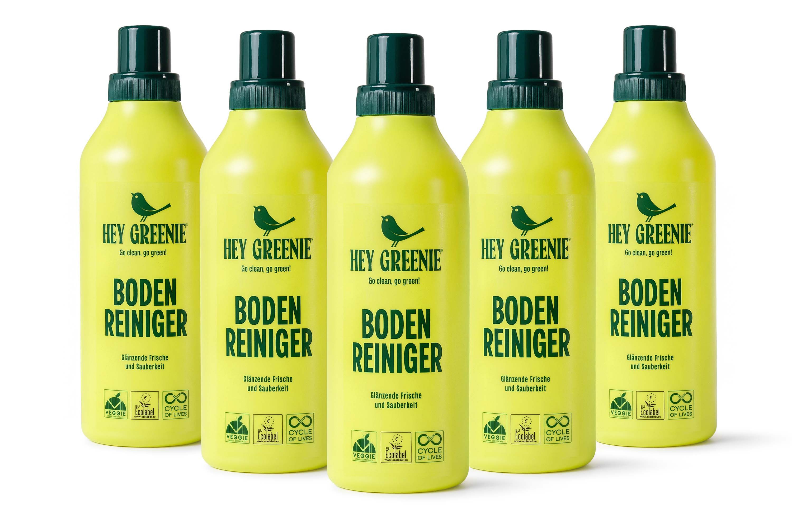 KONSIMO® HEY GREENIE BIO Средство для мытья полов-Set - Konzentrat, Made in Germany Fussbodenreiniger (ökologische, vegane Formel, inspiriert vom Duft luxuriöser Parfums, [5-St. effektive Reinigung, glänzende Oberflächen ohne Polieren)