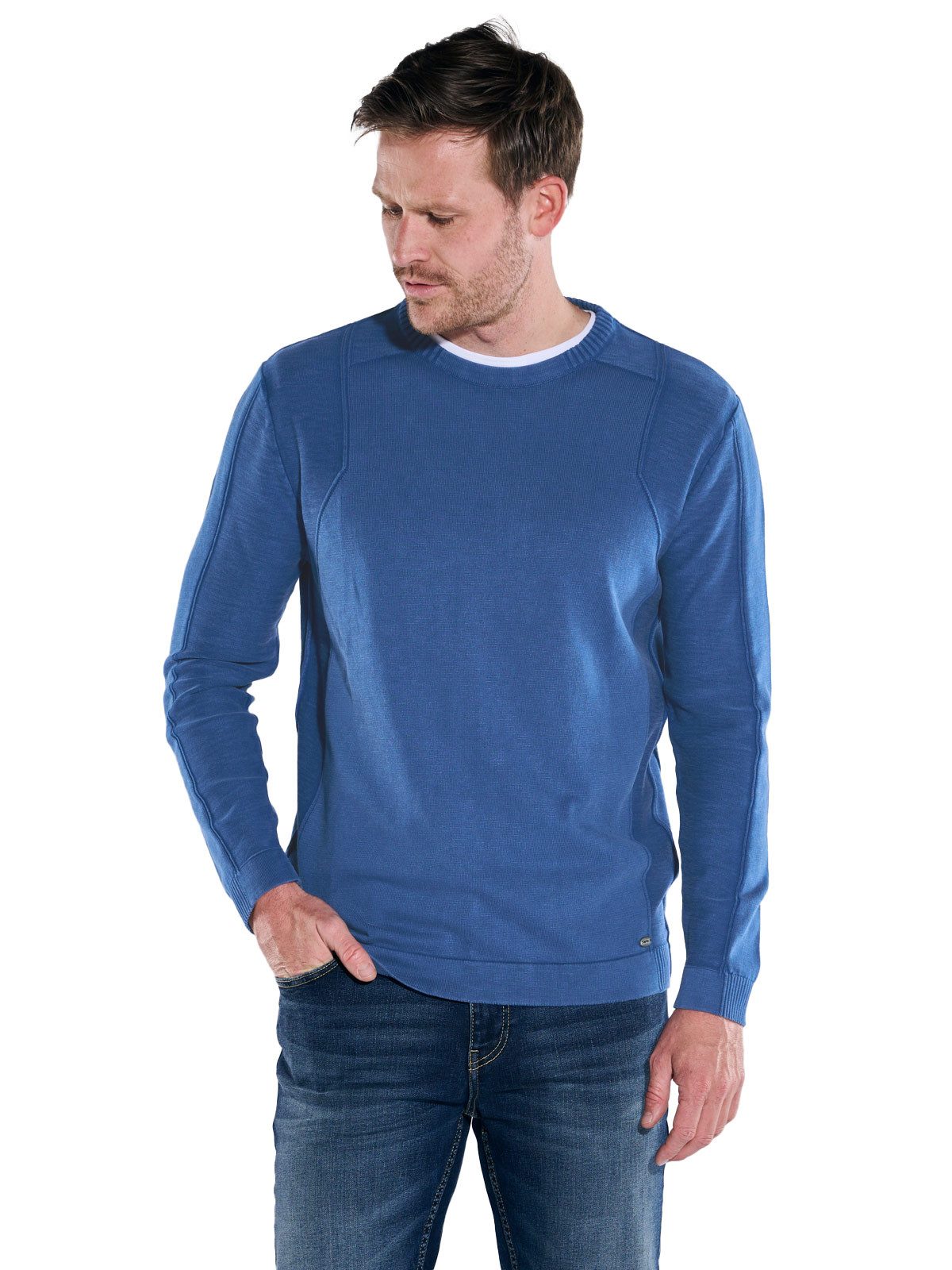 Engbers Rundhalspullover engbers Herren Pullover uni, Royalblau