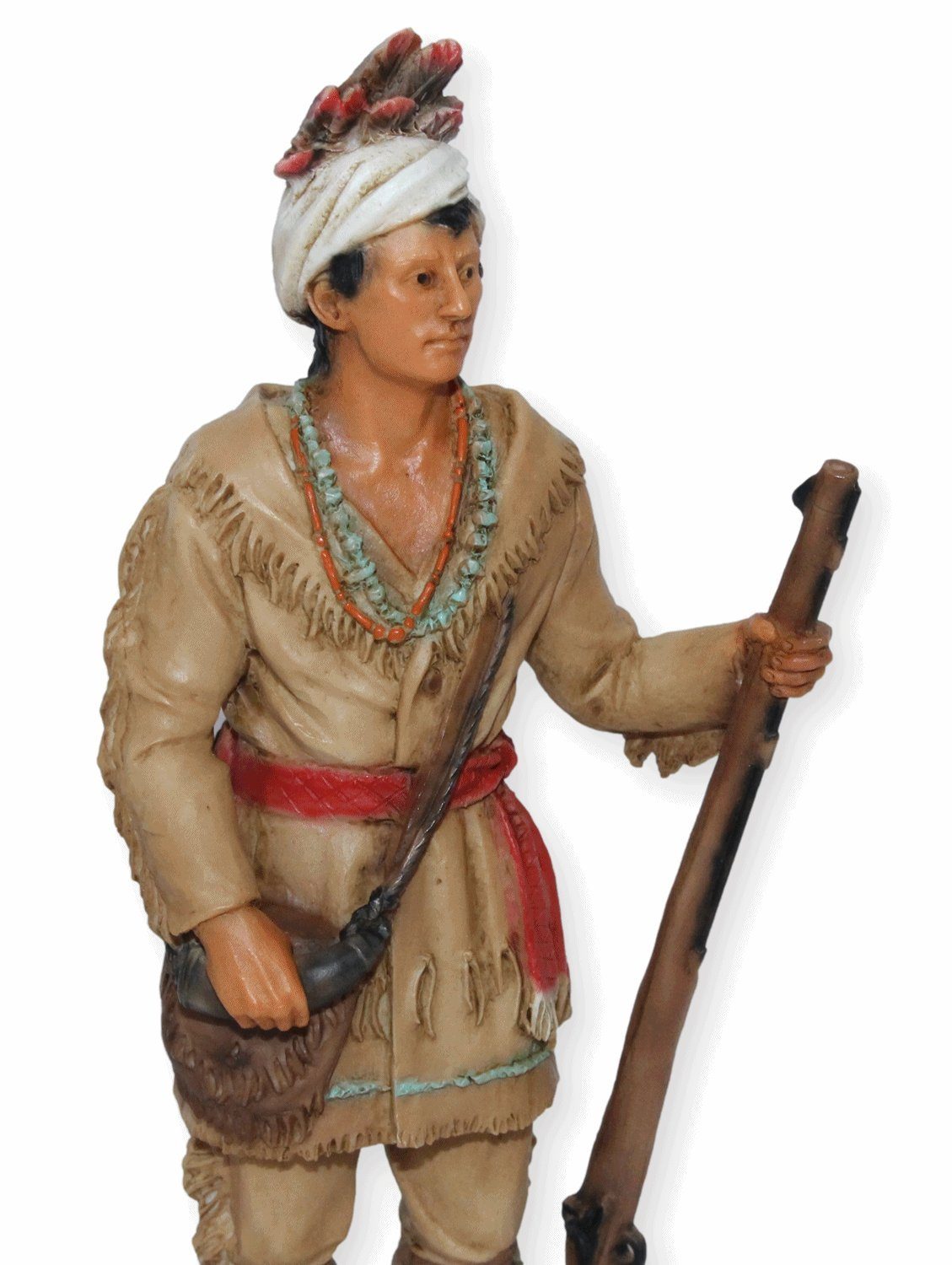 Tahchee Dekofigur stehend Native 17 Figur mit H und Tasche Hand Gewehr in cm American Häuptling Castagna