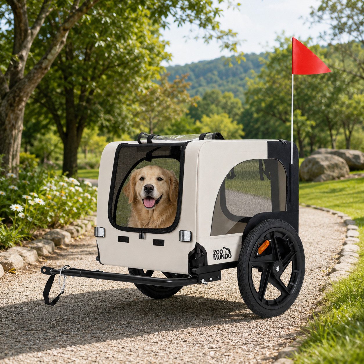 zoomundo Fahrradhundeanhänger Fahrradanhänger Hundeanhänger Hund Transport - Jacky in Beige/Schwarz