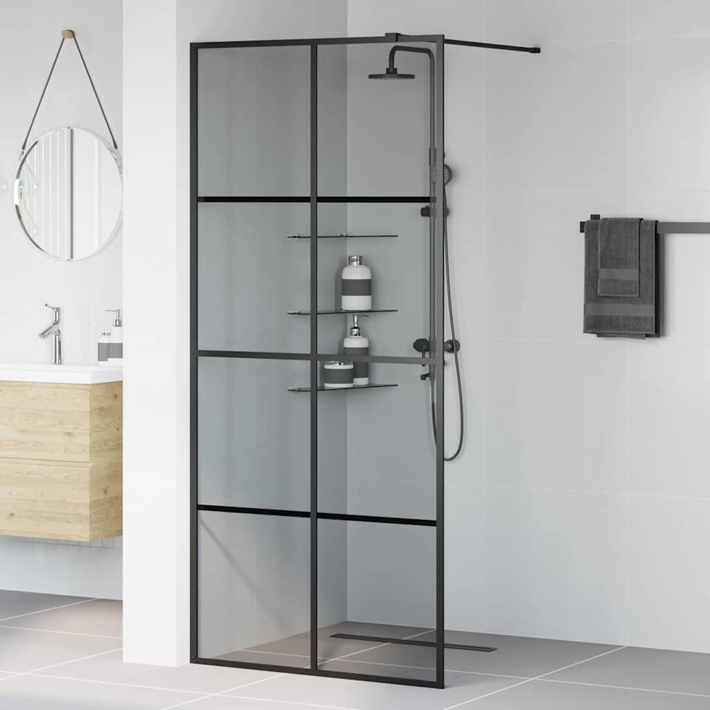 vidaXL Duschwand Walk-in Duschwand Schwarz 90 x 195 cm Gehärtetes Glas, (1 tlg)