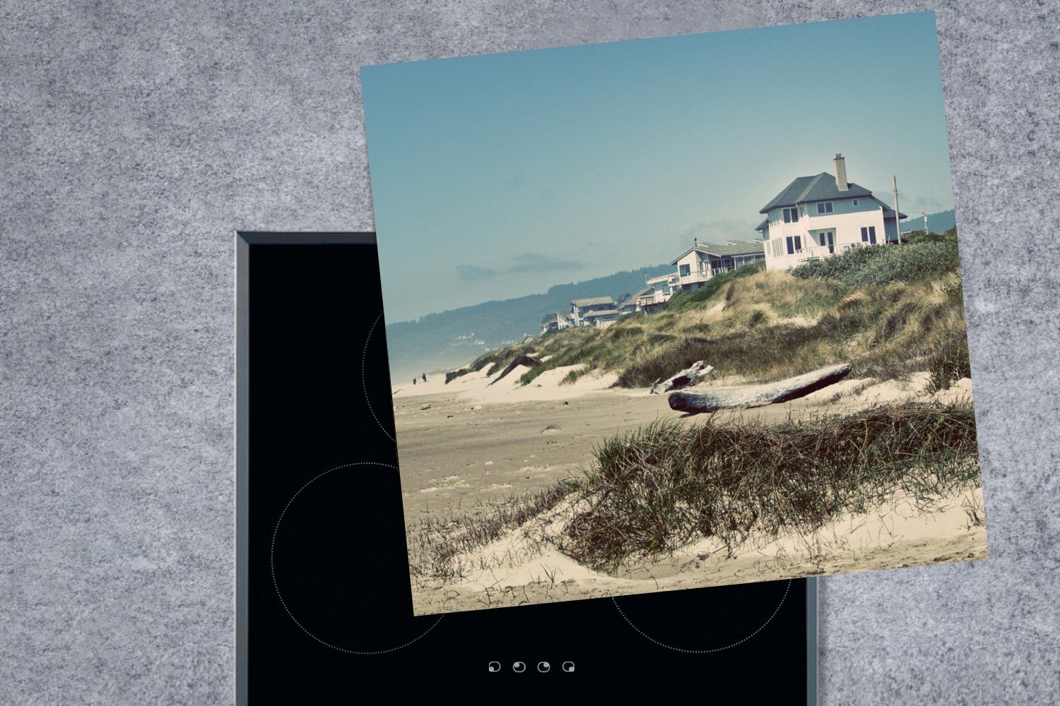 Ceranfeldabdeckung, Arbeitsplatte Weiße tlg), Strandhäuser, (1 78x78 Herdblende-/Abdeckplatte für Vinyl, küche MuchoWow cm,