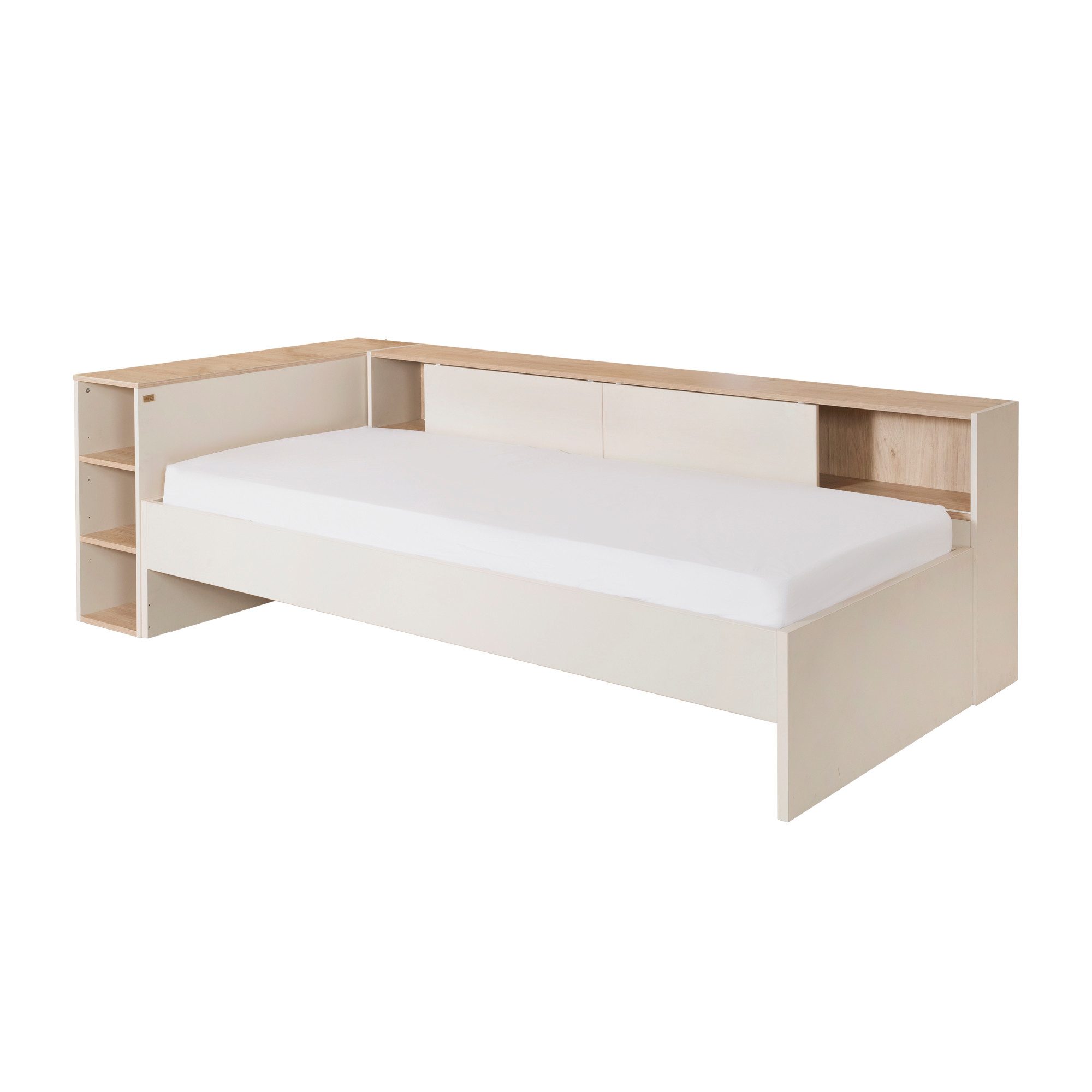 roba® Kinderbett Elis 90 x 200 cm - Jugendbett mit viel Stauraum - Holz - Cashmere (4-tlg., Kinderbett, Schubkasten, Seitenregal, Kopfregal), Stauraumbett in modernem Skandi Design - ab ca. 6 Jahren