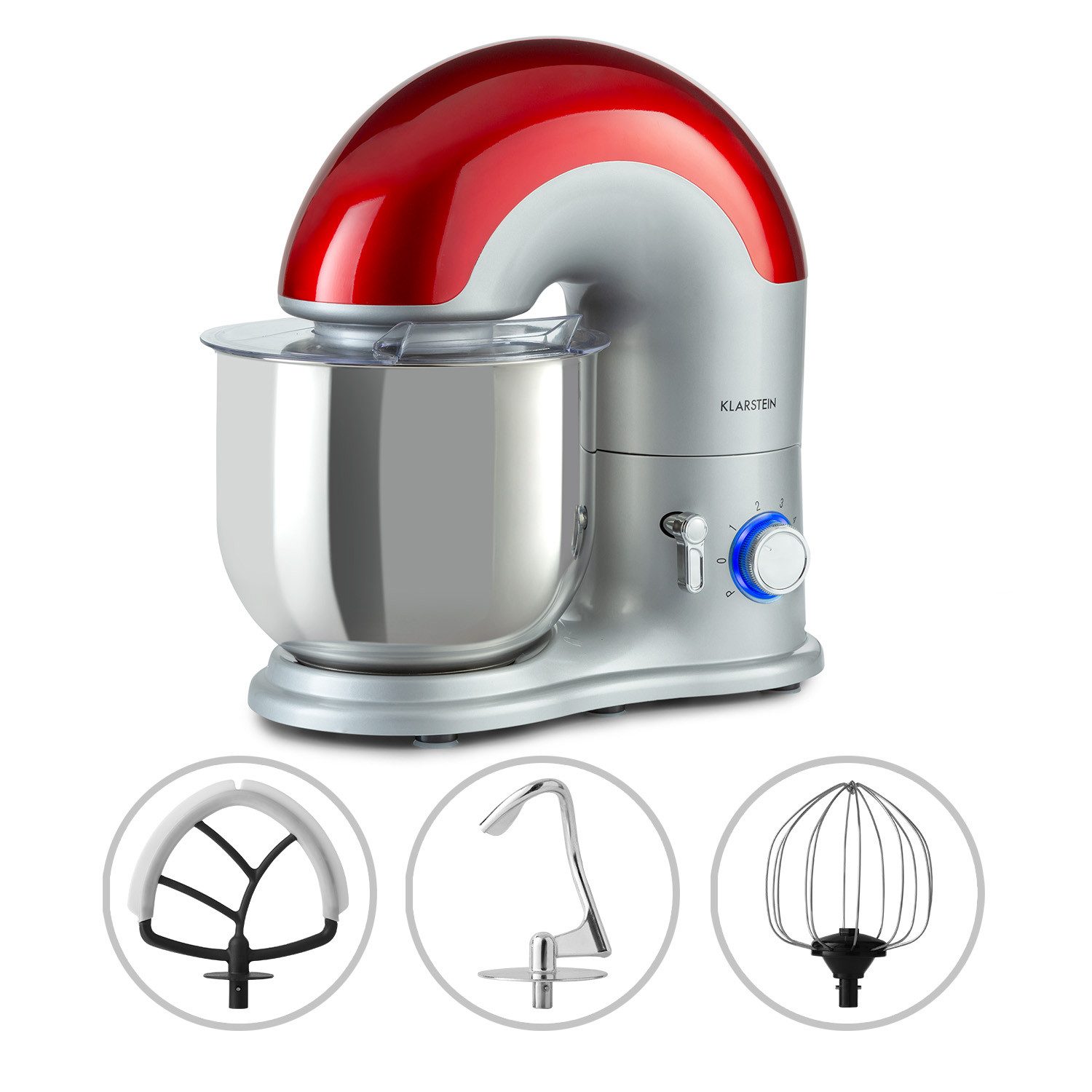 Klarstein Küchenmaschine mit Kochfunktion, 1800 W, 7 l Schüssel, Rührmaschine Standmixer