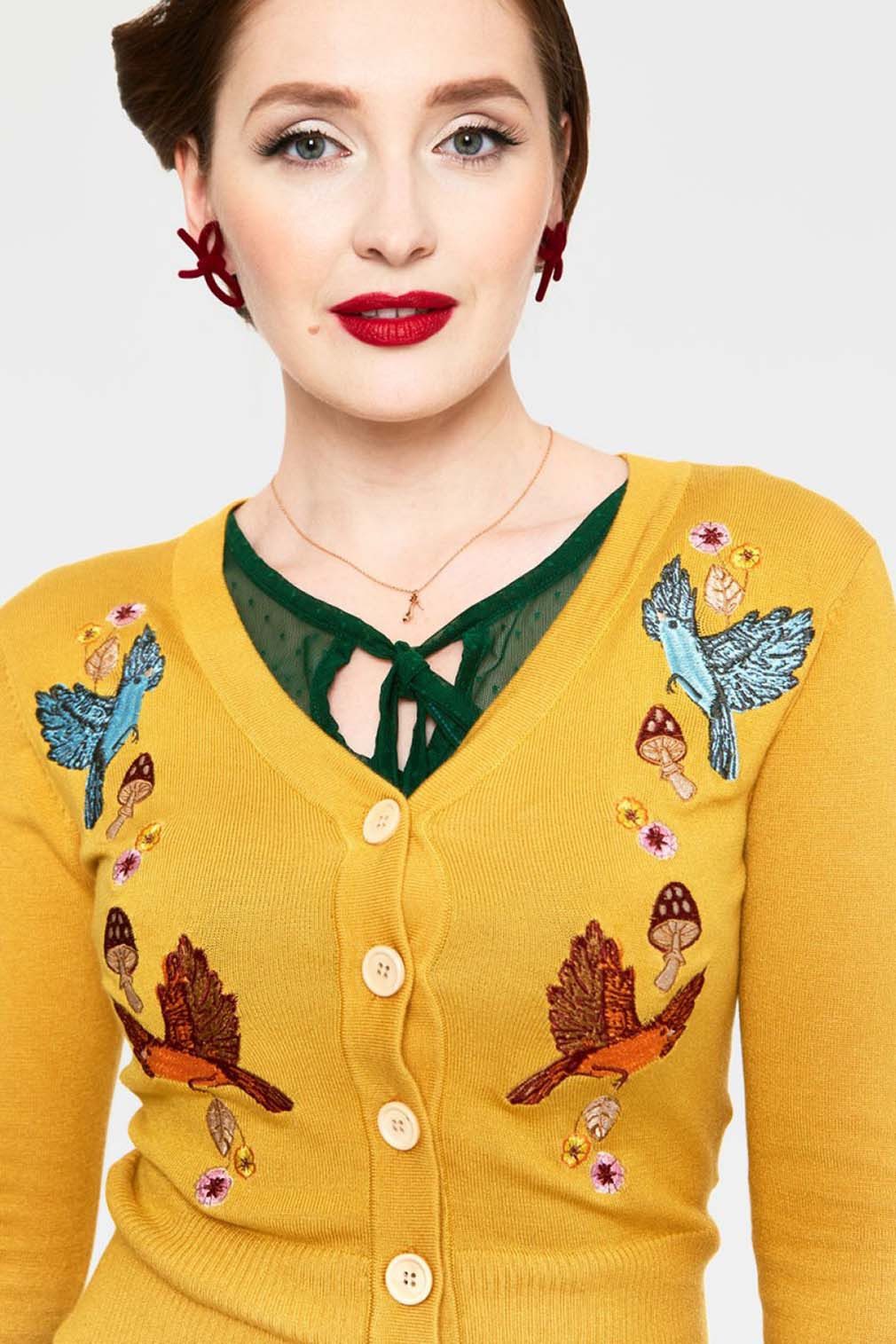 Voodoo Vixen Strickjacke Yellow Woodland Cardigan günstig online kaufen