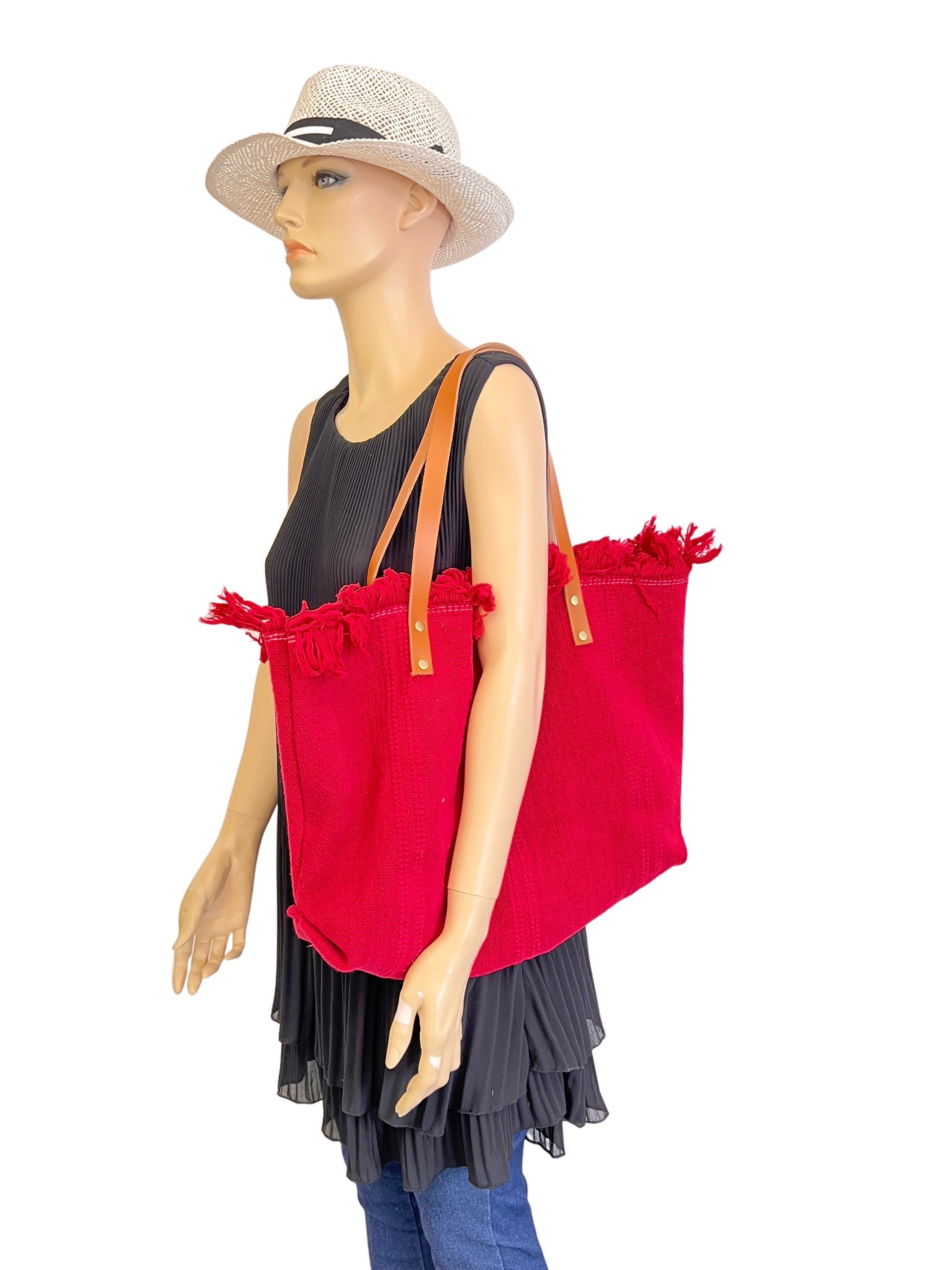 mit Leder Schultertasche echt pink Beach, Henkeln COLLEZIONE ALESSANDRO