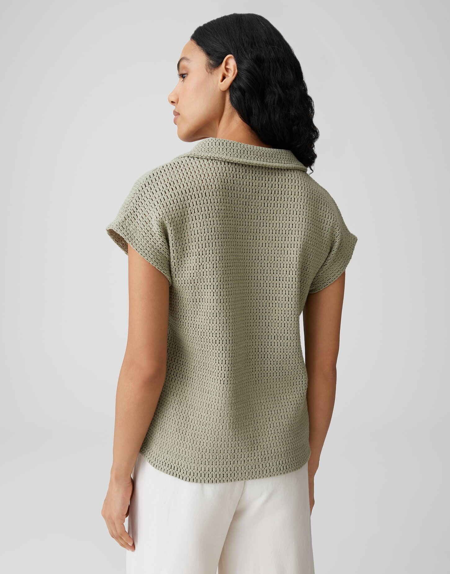 OPUS Poloshirt Somona aus Jersey mit Crochet Optik Lochstrickmuster, leichte Transparenz, weicher Griff, Casual