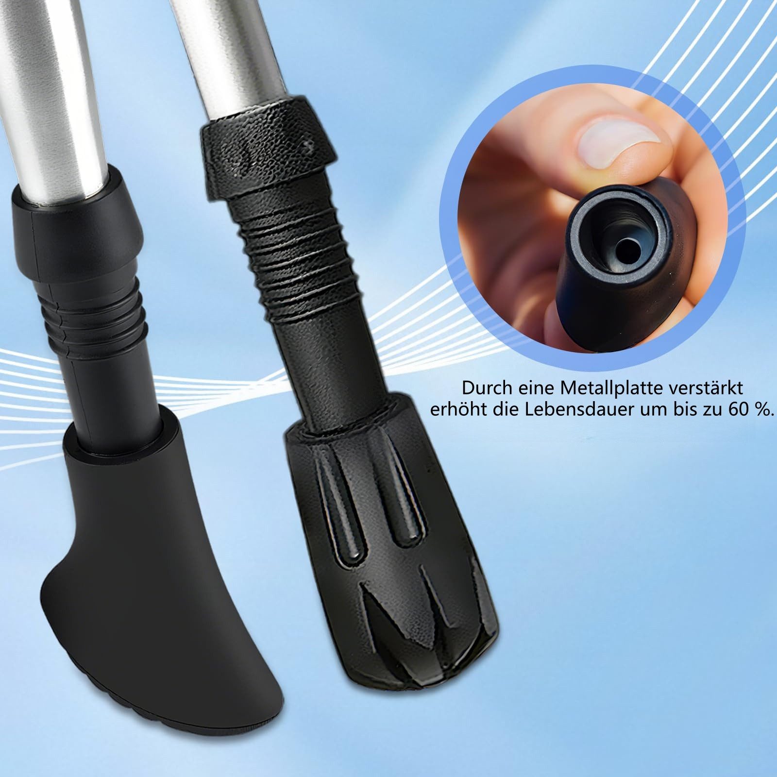 FOUORTUNATE-BEE Wanderstöcke 12X Trekkingstock Gummipuffer Wanderstock Spitzen Gummi Set (12 St), Gummifüße für Walkingstöcke Wandern Trekking Camping Outdoor – Bild 3 von 5