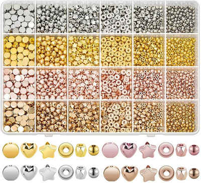 autolock Bastelperlen 2160 Stück Perlen zum Auffädeln Perlen für Armbänder, 4 Farben, (2160-tlg)