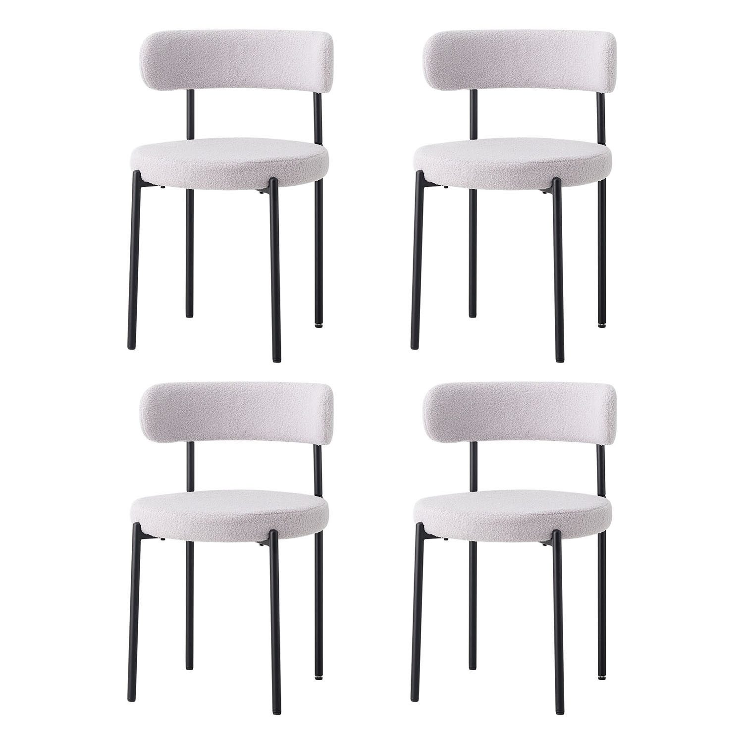 GrandCA HOME Esszimmerstuhl 4er Set Esszimmerstuhl, Moderner Gepolsterter Küchenstuhl (4 St), aus Teddyfellbezug – Hellgrau