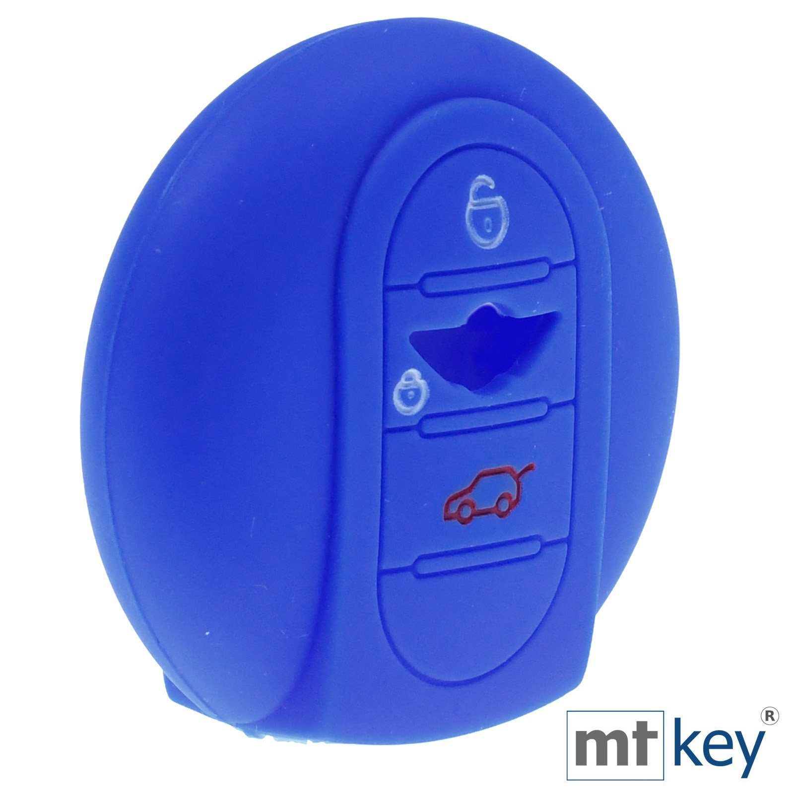 mt-key Schlüsseltasche Autoschlüssel Softcase Silikon Blau, Tasten Mini F55 Clubman F54 Countryman für 3 Schutzhülle F57 KEYLESS F60 F56