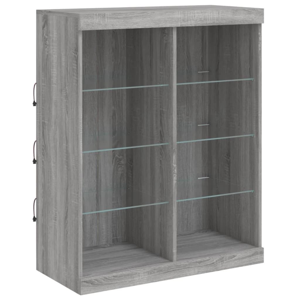vidaXL Sideboard Sideboard mit LED-Leuchten Grau Sonoma 81x37x100 cm (1 St) günstig online kaufen