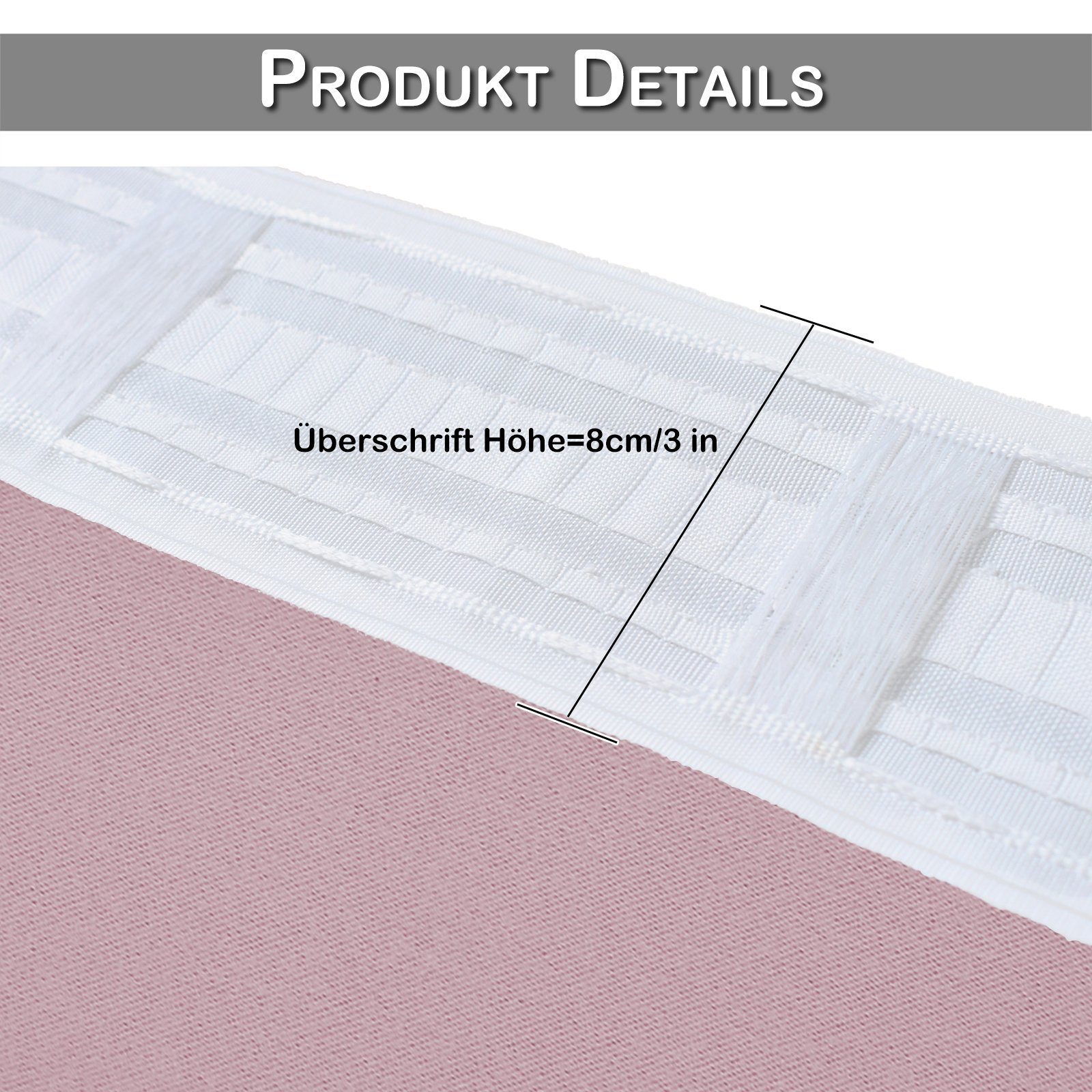 Gardine Blickdicht Vorhang Thermo Kräuselband St), Wärmeisolierend Dekoschal, Rosa Verdunklungsvorhänge Sunicol, Schlafzimmer Verdunkelungsvorhang Ösen mit (1