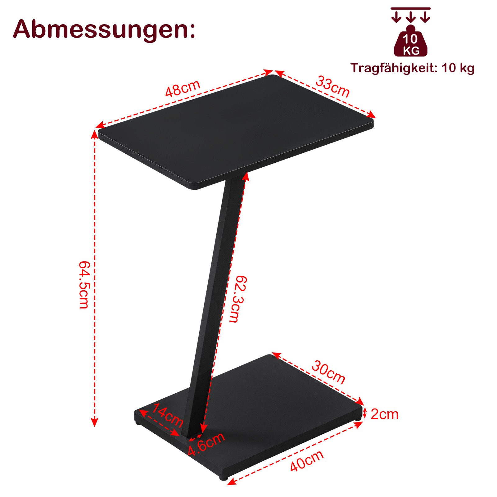 EUGAD Beistelltisch (1-St), C Form, Couchtisch mit Metallgestell, für Couch