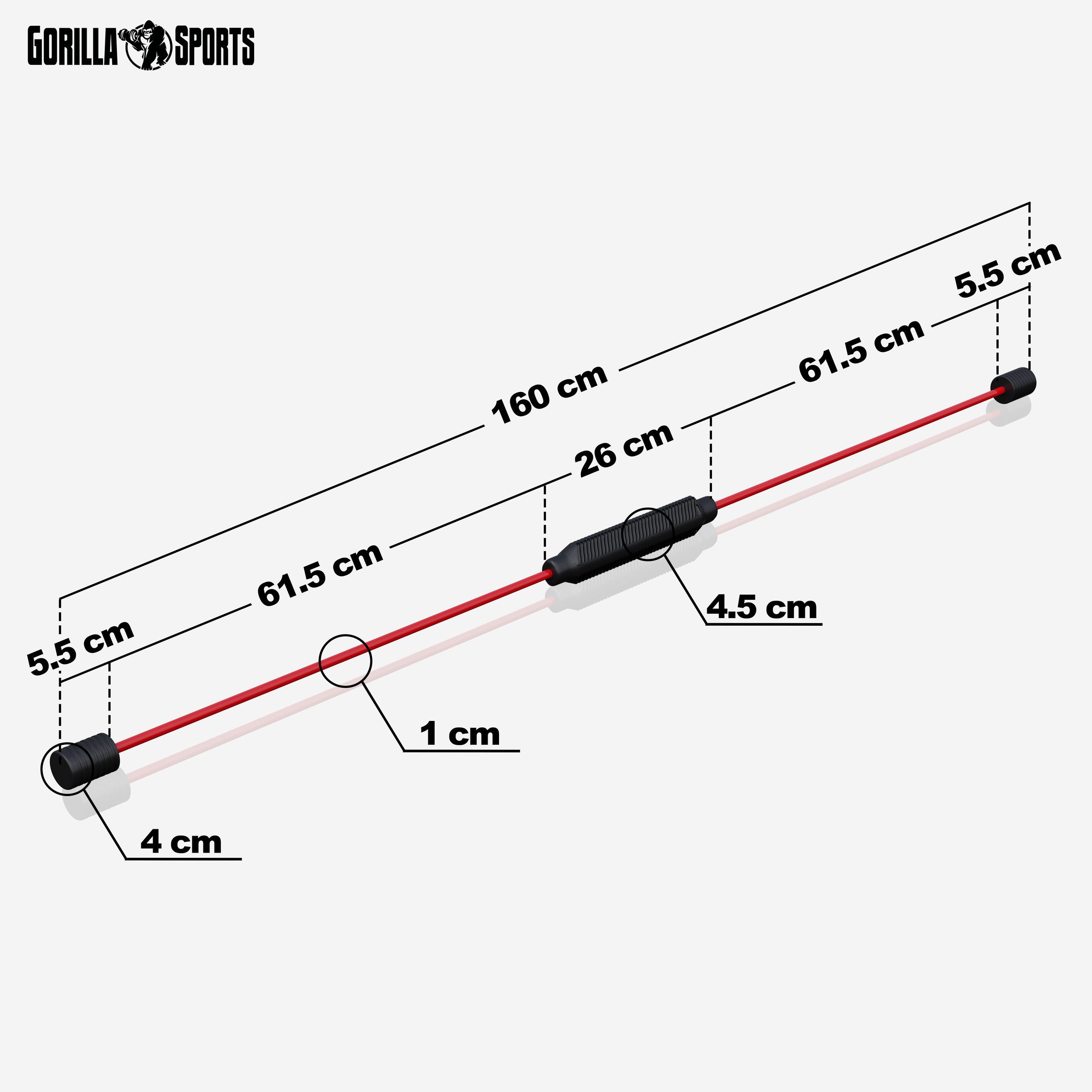 GORILLA SPORTS Yogamatte Schwungstab Rot/Schwarz 160 cm (1-St)