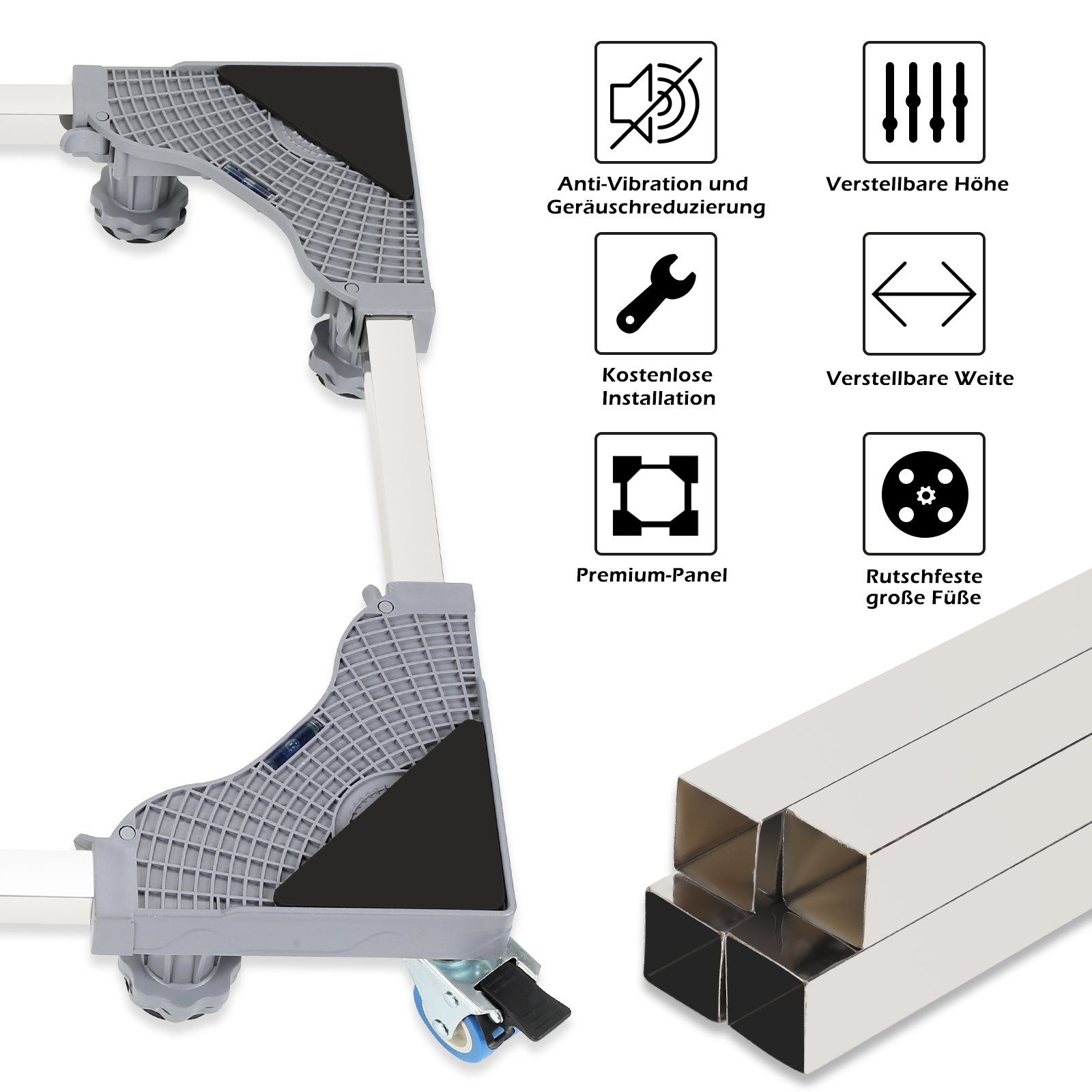 Clanmacy Untergestell Waschmaschinen Untergestell Sockel - Podeste 8 Beine+4 Räder