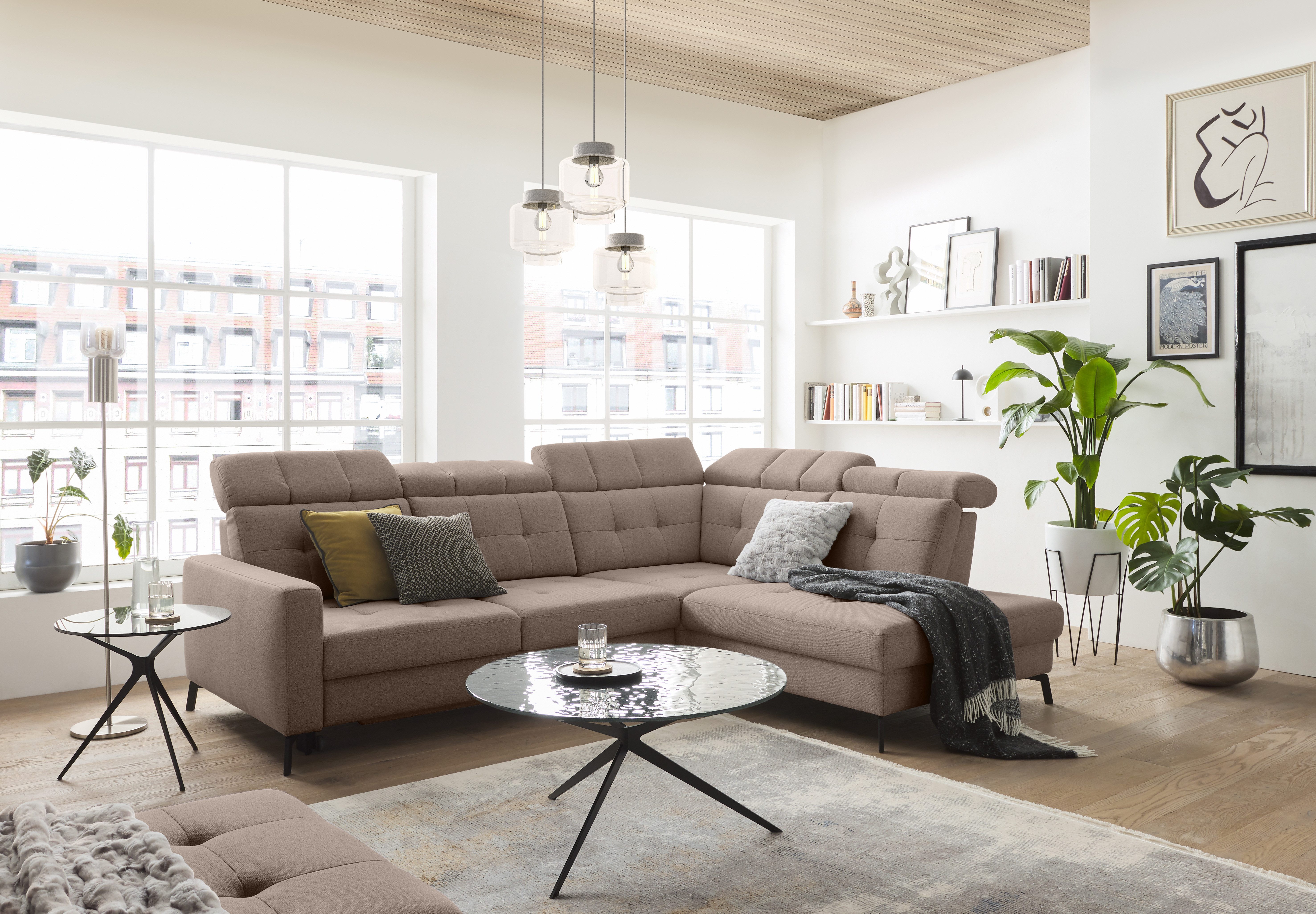 Musterring Ecksofa MR 4615, mit Kopf- und Rückenverstellung, Metallfuß schwarz, Maße 272 x 214 cm