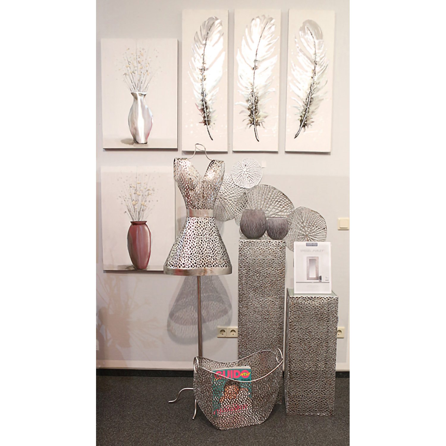 GILDE Dekosäule GILDE Säule Purley - silber - H. 70cm x B. 27cm (1 Stück)