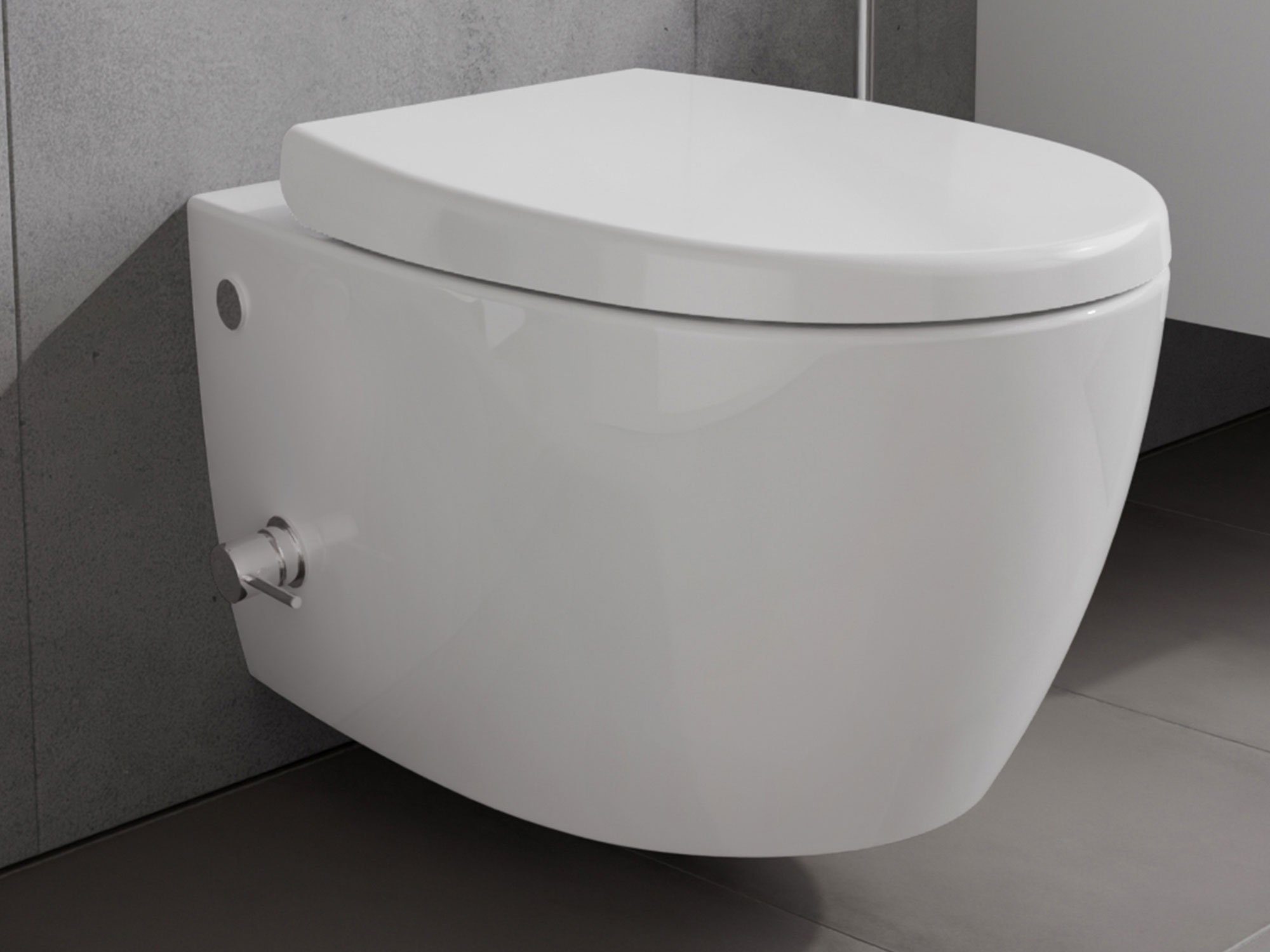 Aqua Bagno Dusch-WC Taharet Design Hänge Dusch WC aus Keramik Wand WC - spülrandlos - mit