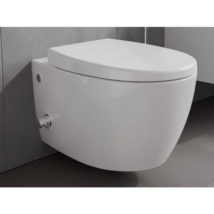 Aqua Bagno Tiefspül-WC Taharet Design Hänge Dusch WC aus Keramik Wand WC