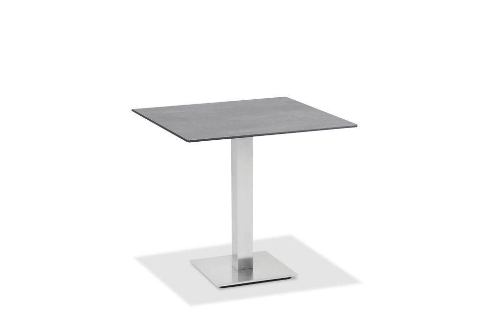 Natur24 Gartentisch Gartentisch Bistrox 95x95 Tischplatte HPL Beton Gestell Edelstahl