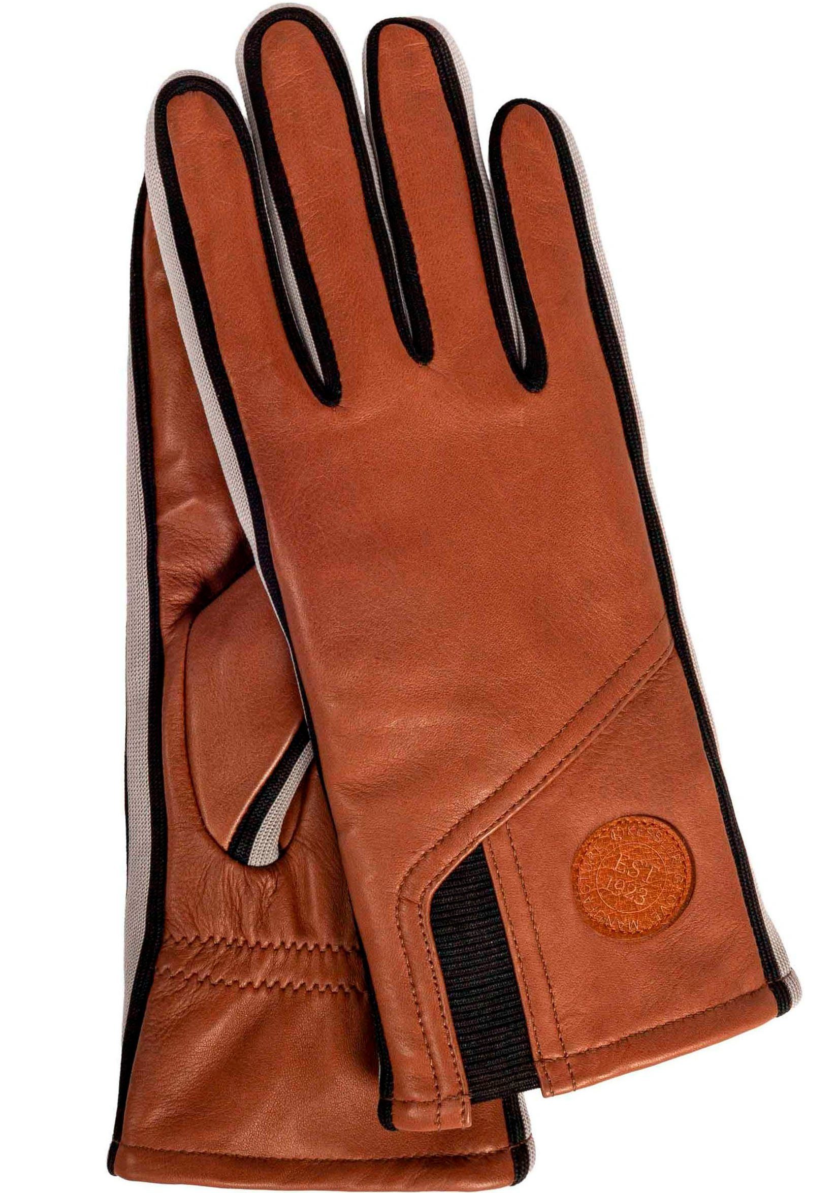 medium Touchfunktion KESSLER sportliches brown mit Design Lederhandschuhe Sneaker- Look Gil im Touch