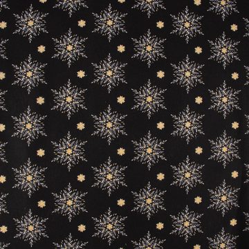 SCHÖNER LEBEN. Stoff Baumwollstoff Weihnachten Sterne Schneekristalle schwarz gold 1,40m, pflegeleicht