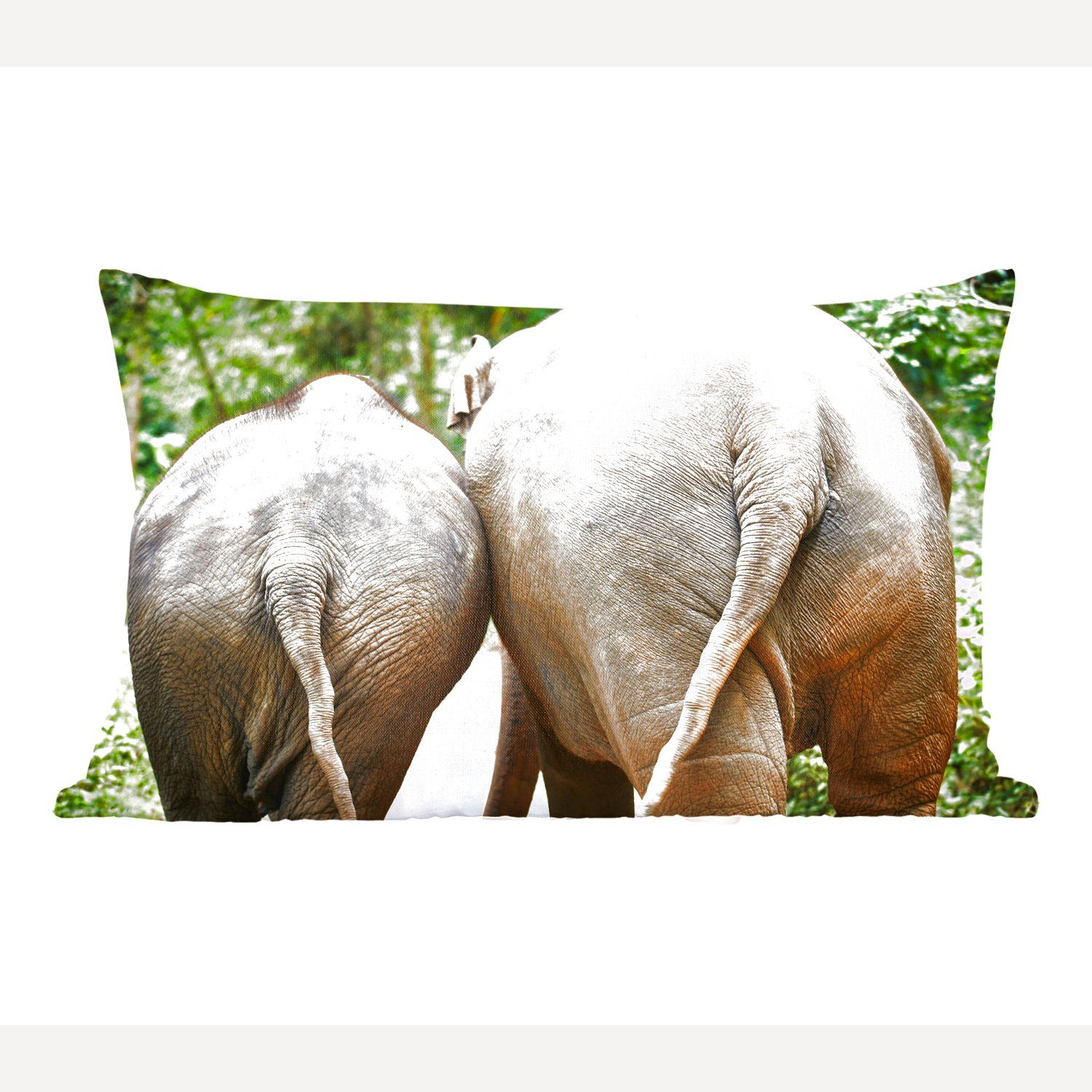 MuchoWow Dekokissen Elefant - Tiere - Grau - Natur, Wohzimmer Dekoration, Zierkissen, Dekokissen mit Füllung, Schlafzimmer