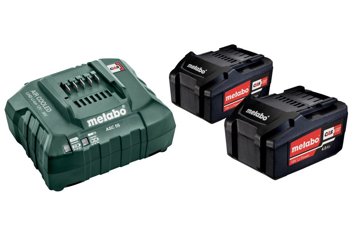 metabo Metabo Akku Basis-Set (2x Werkzeugakku 4,0 Ah, 18 V Spannung, inkl. Akku-Ladestation