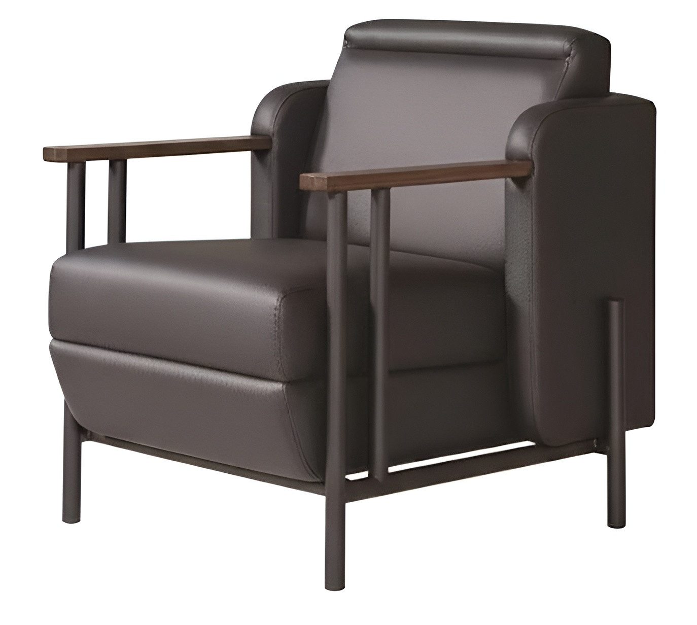 Xlmoebel Loungesessel Dunkelbrauner Sessel im minimalistischen Design mit Metallrahmen (1-St., Einzelsessel), Made in Europa