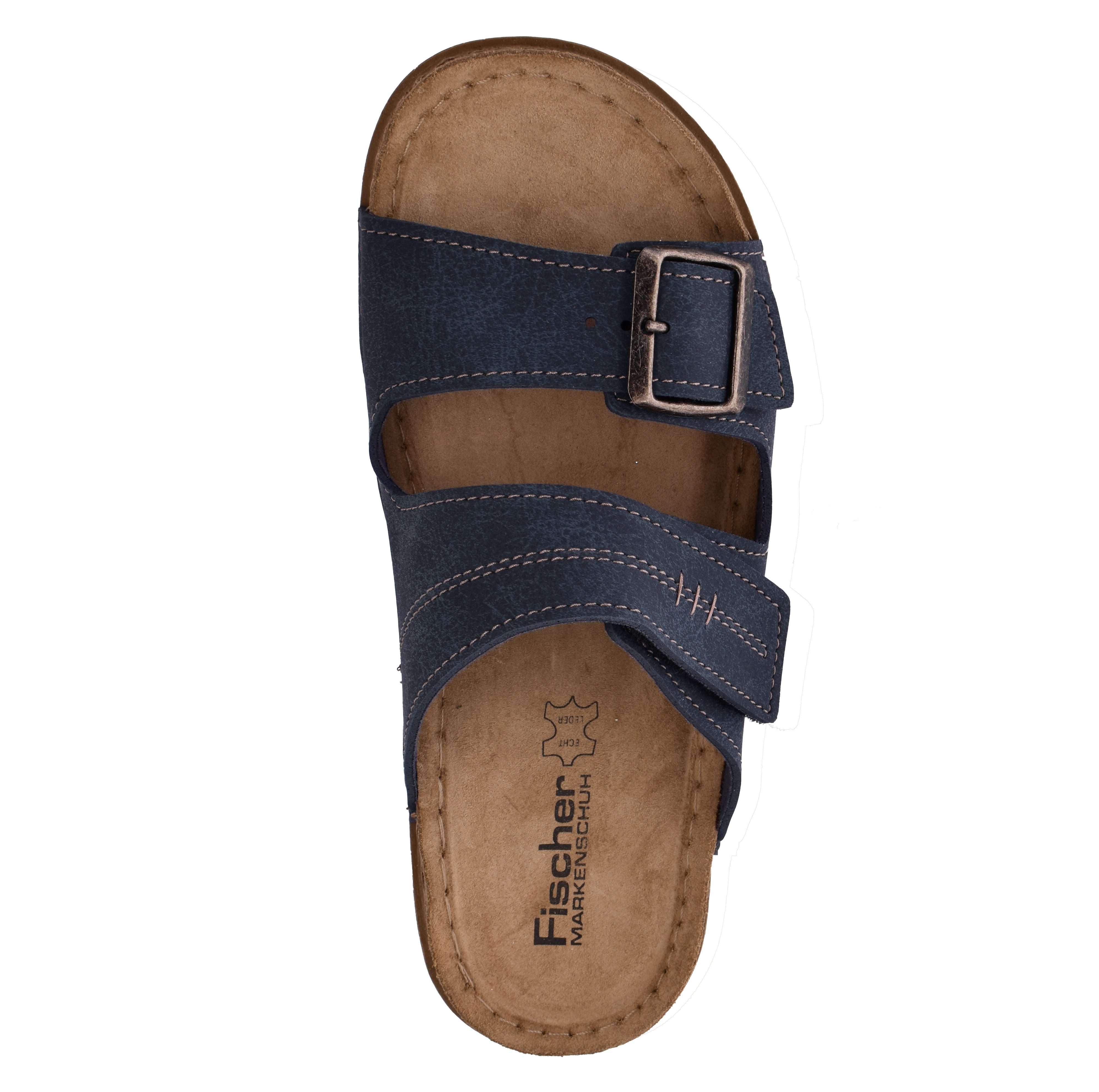 Fischer-Markenschuh Sarah Pantolette aus Nappalino (Lederimitat), mit Fleecefutter, gepolstertes Lederfußbett