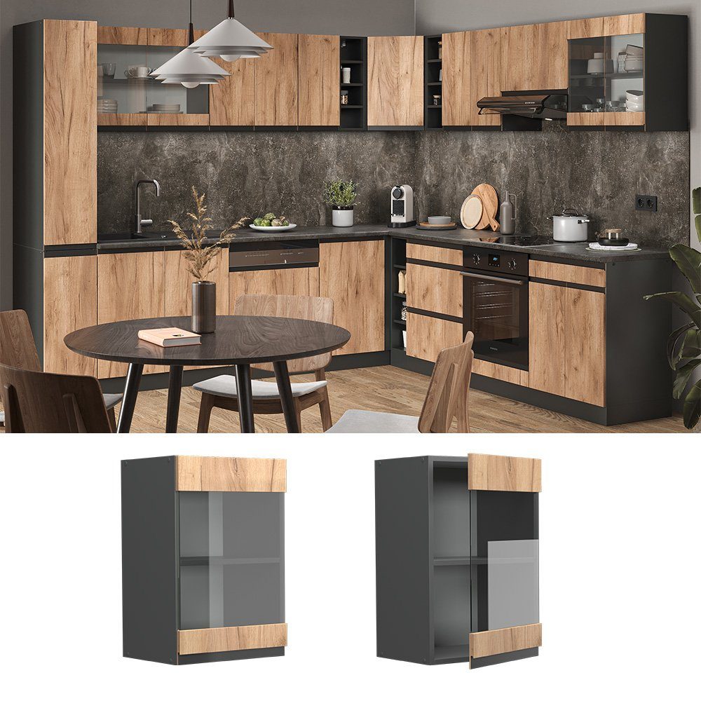 Vicco Glashängeschrank R-Line, Goldkraft Eiche/Anthrazit, 40 günstig online kaufen