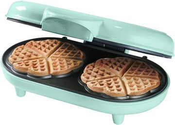 bestron Waffeleisen ADWM1000M, 1000 W, Doppel-Waffeleisen für klassische Herzwaffeln, Antihaftbeschichtung