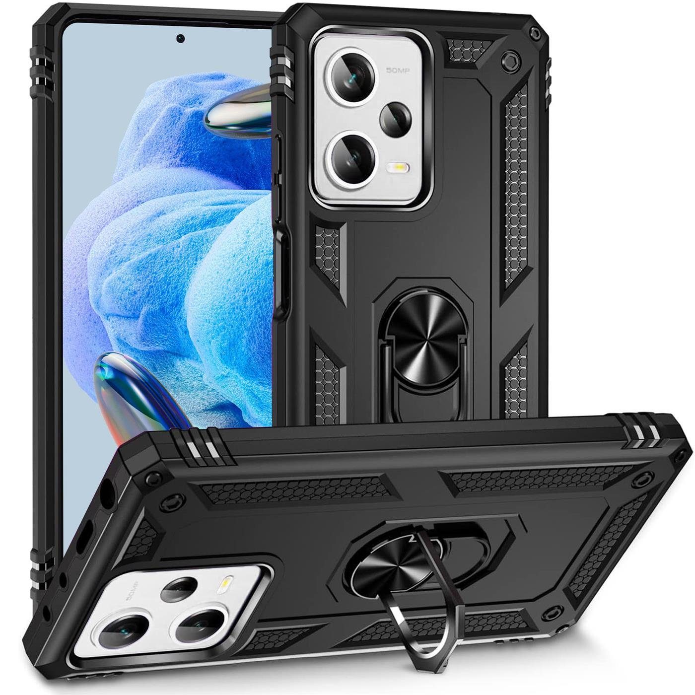 CoolGadget Handyhülle Armor Shield Case für Xiaomi Poco X5 Pro 5G 6,67 Zoll, Outdoor Cover Magnet Ringhalterung Handy Hülle für Poco X5 Pro