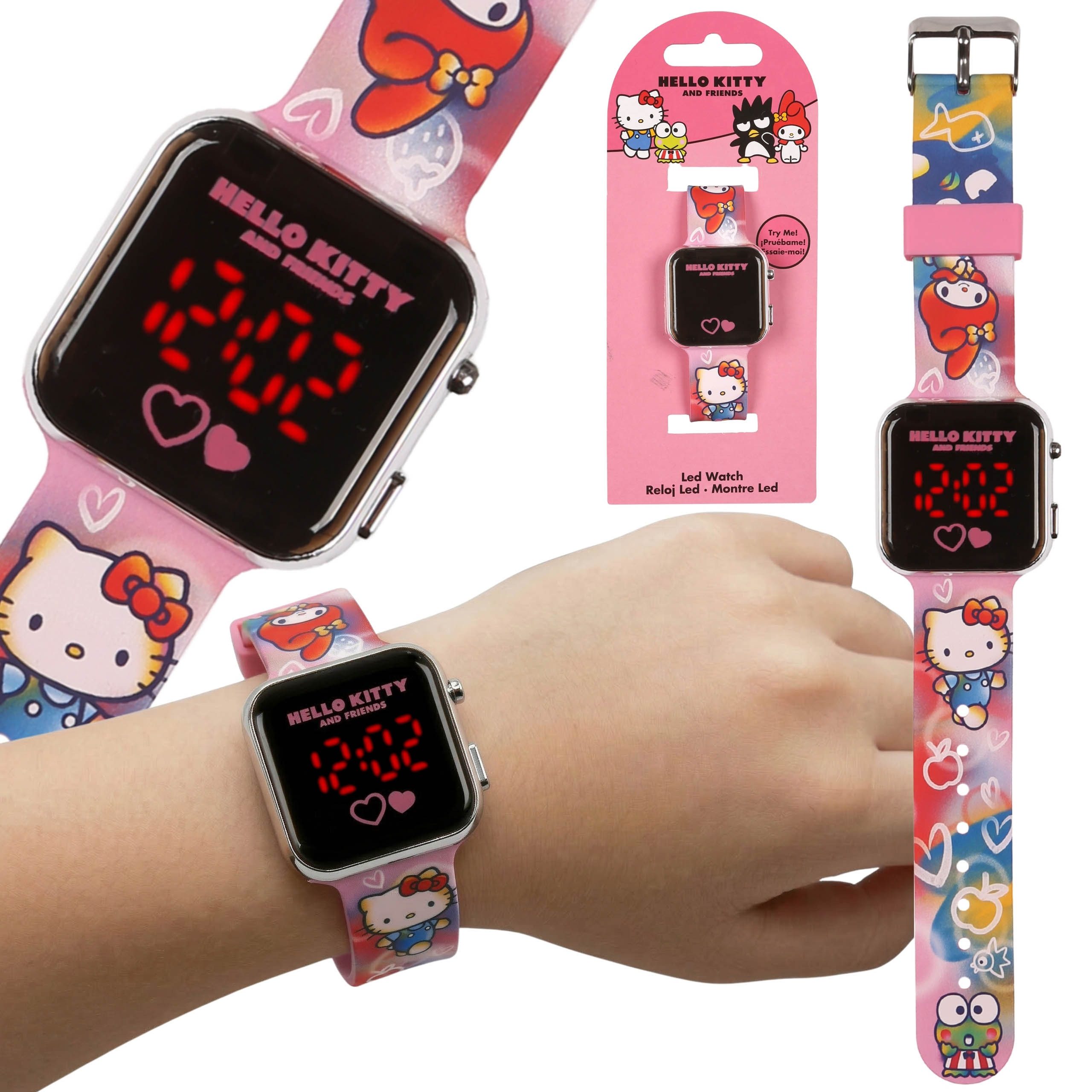 Sarcia.eu Digitaluhr Hello Kitty LED Armbanduhr für Mädchen Rosa mit Datum & Uhrzeit