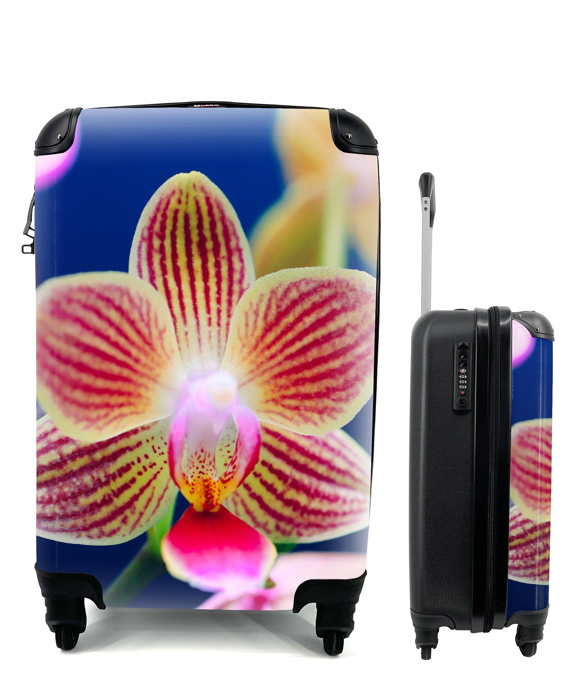 MuchoWow Handgepäckkoffer Von Orchidee, 4 Rollen, Reisetasche mit rollen, Handgepäck für Ferien, Trolley, Reisekoffer