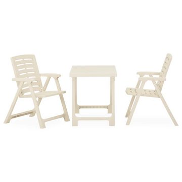 vidaXL Garten-Essgruppe 3-tlg Bistro-Set Klappbar Kunststoff Weiß Sitzgruppe Set
