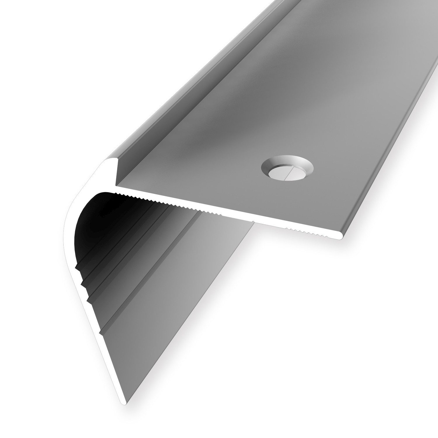 Küberit Treppenkantenprofil 50 x 48 x 2500 mm Winkelprofil Silber Gebohrt Aluminium