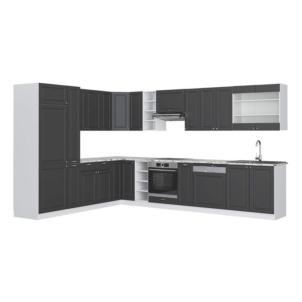 Vicco Küchenzeile R-Line, Blau-Grau/Anthrazit, 160 cm, günstig online kaufen