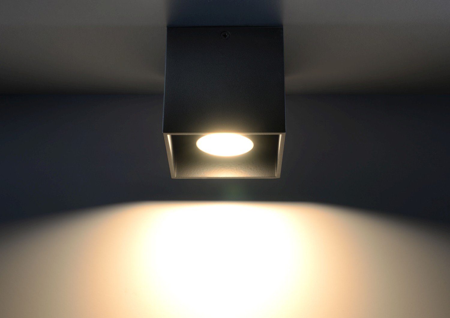 Treppe Bauhaus eckig Deckenleuchte Leuchtmittel, GEO, vielseitig H:10cm Licht-Erlebnisse Flur ohne Schwarz Aufbaustrahler