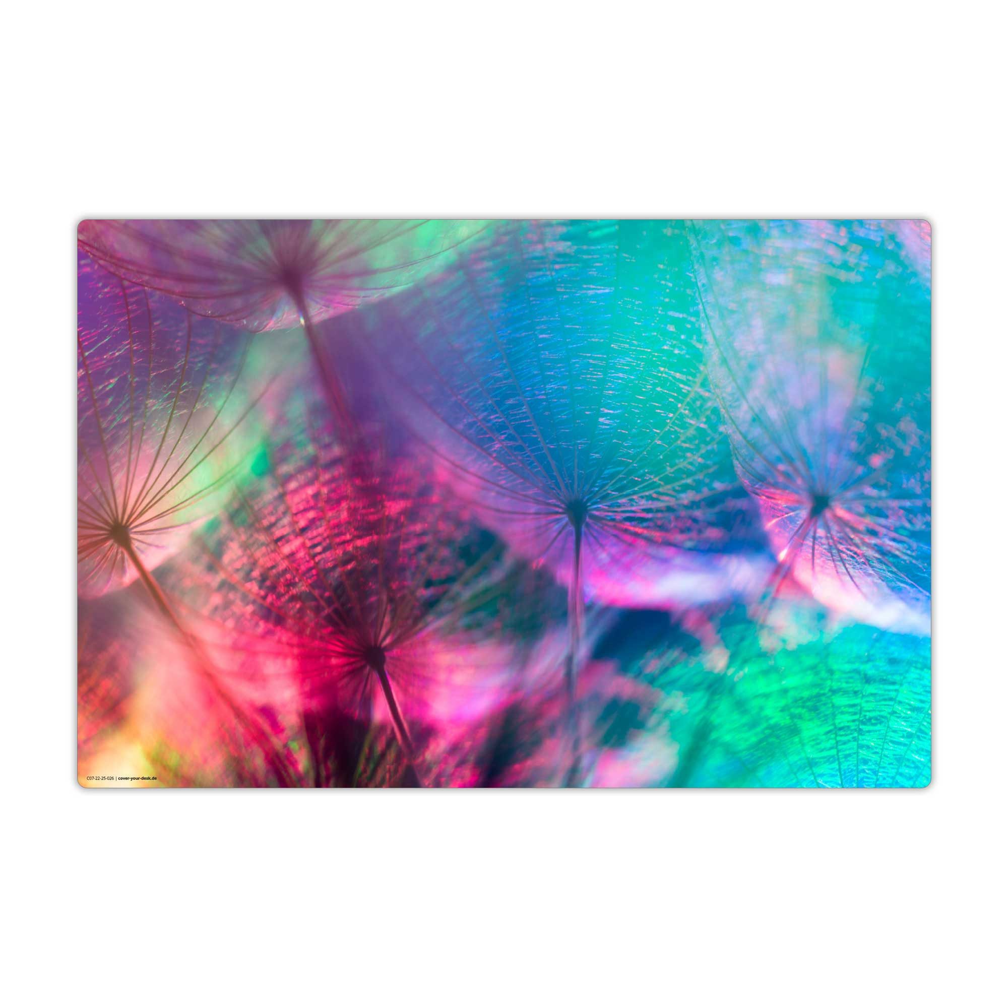 cover-your-desk.de Schreibtischunterlage aus premium Vinyl - Pusteblume Farbspiel - Made in Germany, (1 tlg., abwischbar, Hergestellt in Deutschland)