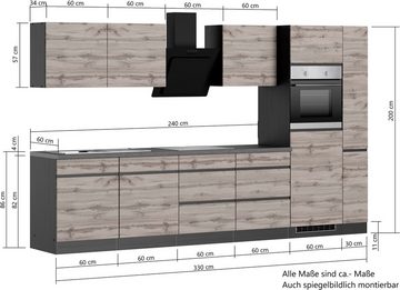 Kochstation Küche KS-Riesa, Stellbreite 330 cm, ohne E-Geräte