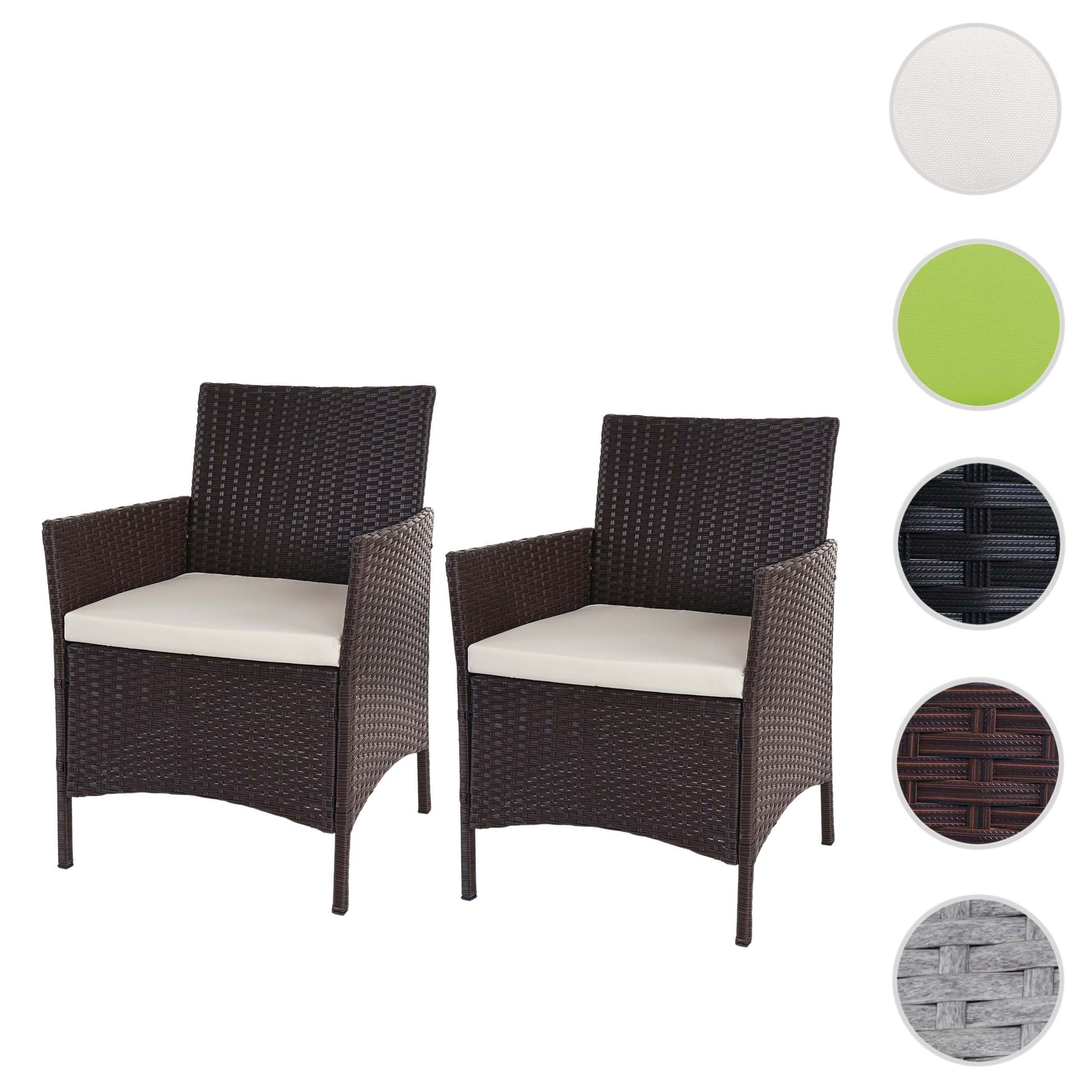MCW Poly-Rattan Sessel Halden 2er-Set Braun-meliert Kissen Creme günstig online kaufen